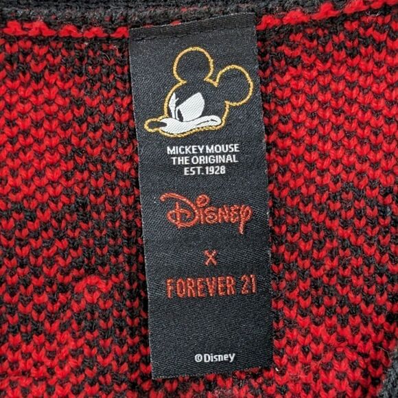 Disney x Forever 21 Mickey Mouse 90th Anniversary Buffalo Plaid Cardigan Size M - Picture 7 of 9